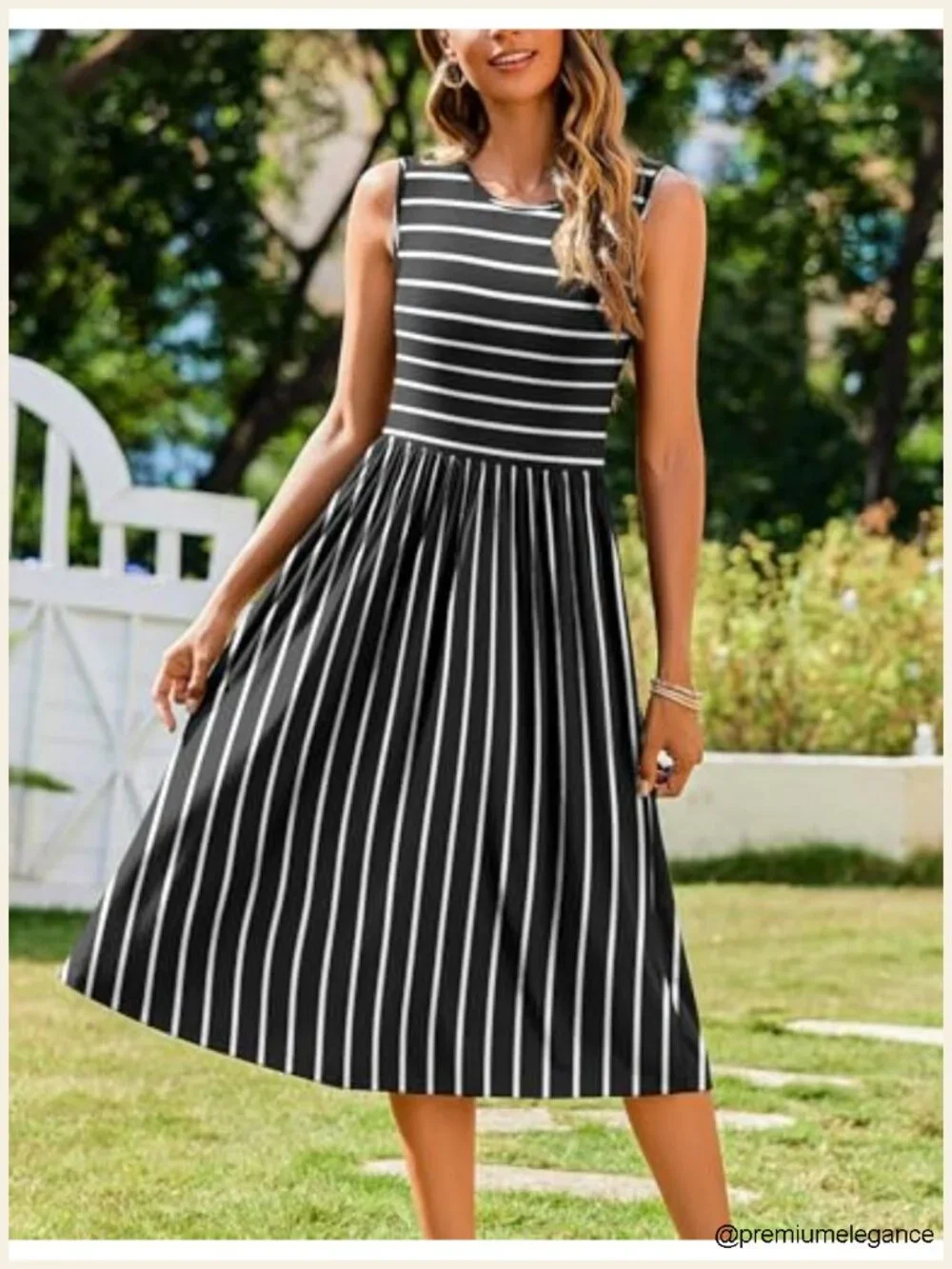 Women's Sleeveless Floral Midi Dress with Pockets, A-Line Casual Summer Tank